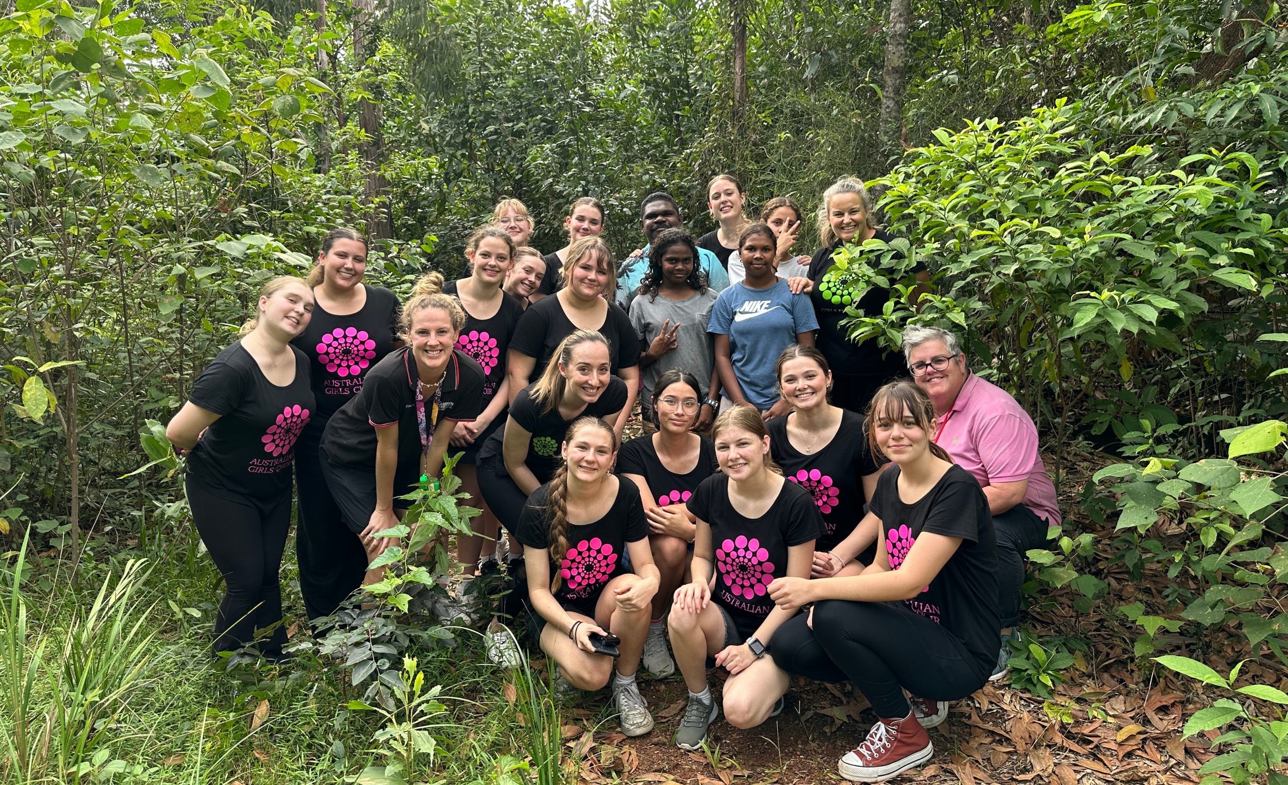 AGC girls and their g-oz friends pose for a photo in the Lockhart Rainforest